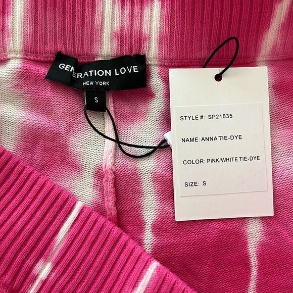 NWT GENERATION LOVE Anna Tie Dye Knit Jogger In Pink & White Size S - Picture 8 of 12